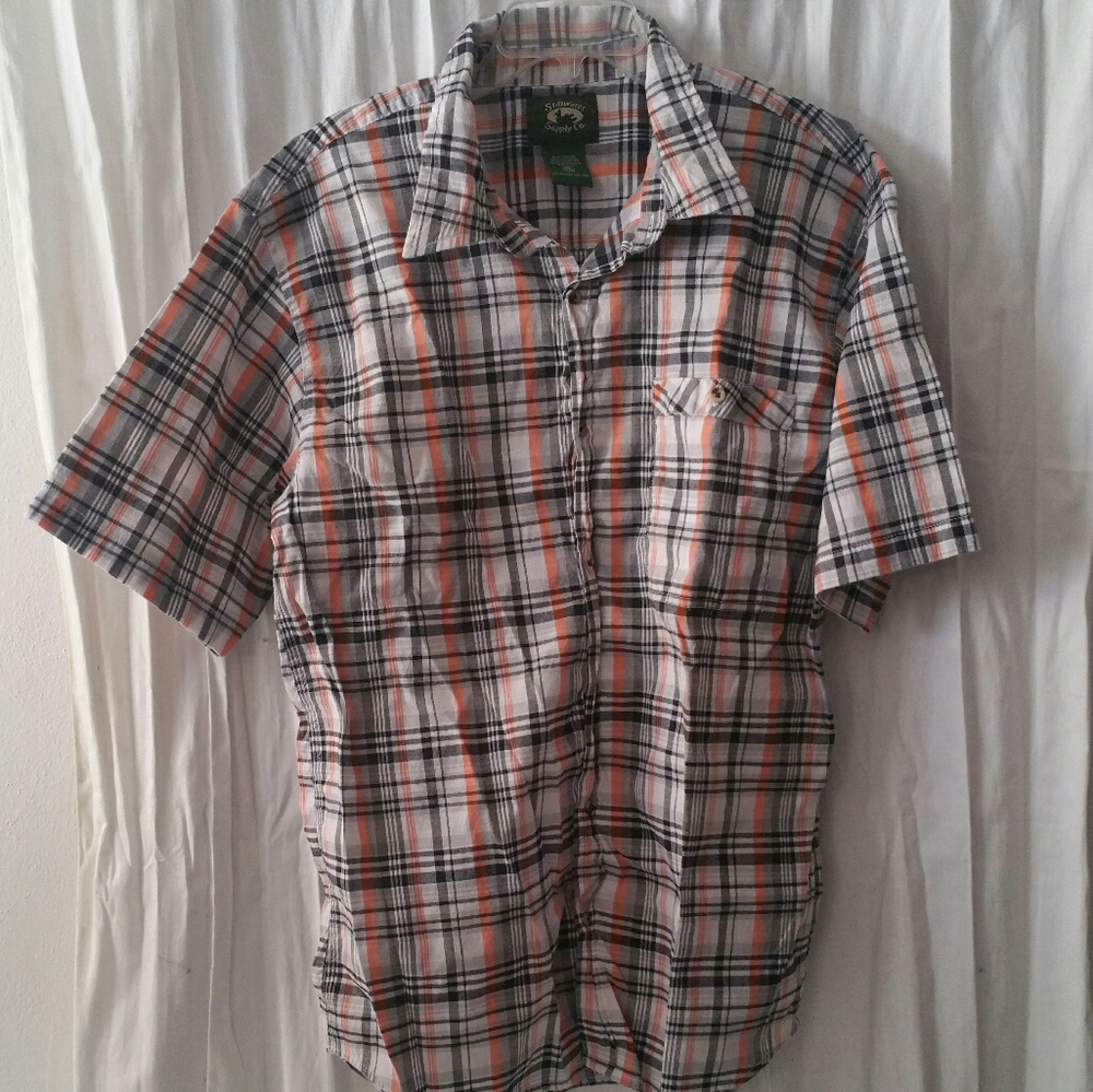 Plaid Short Sleeve Button-down Shirt, xl
